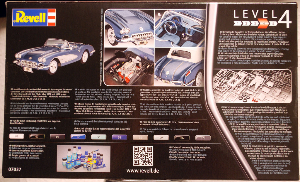 Revell 07037 1958 Chevrolet Corvette Roadster 1:25 Bausatz