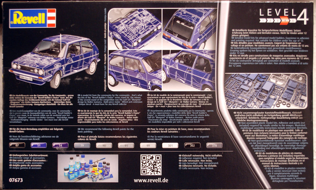 Revell 07673 1980 VW Golf I GTI Blaupause Buildres Choice1:24 Bausatz