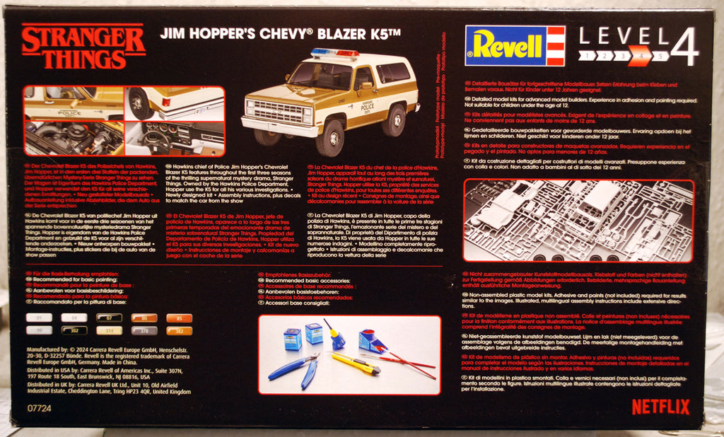 Revell 07724 1985 Jim Hoppers Chevrolet Blazer K 5 Stranger Things 1:24