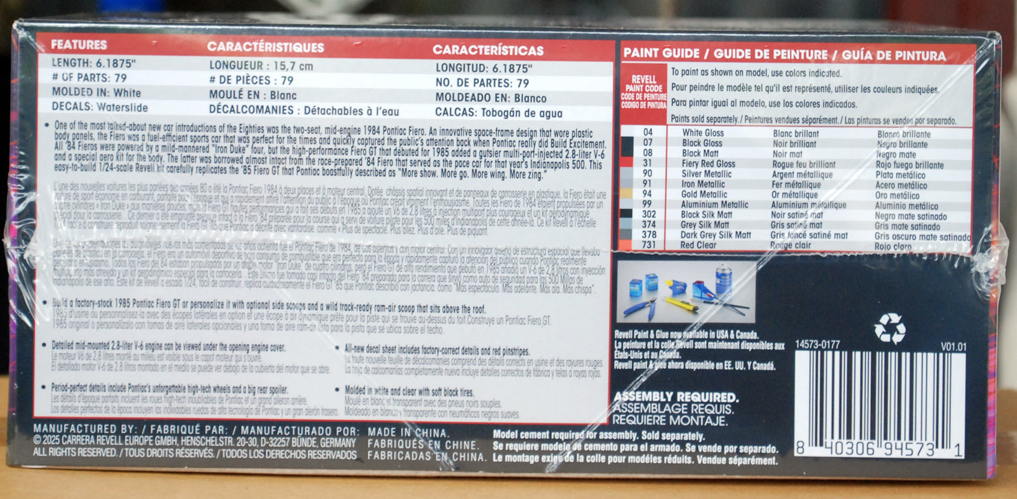 Revell 14573 1985 Pontiac Fiero GT 1:24 Bausatz