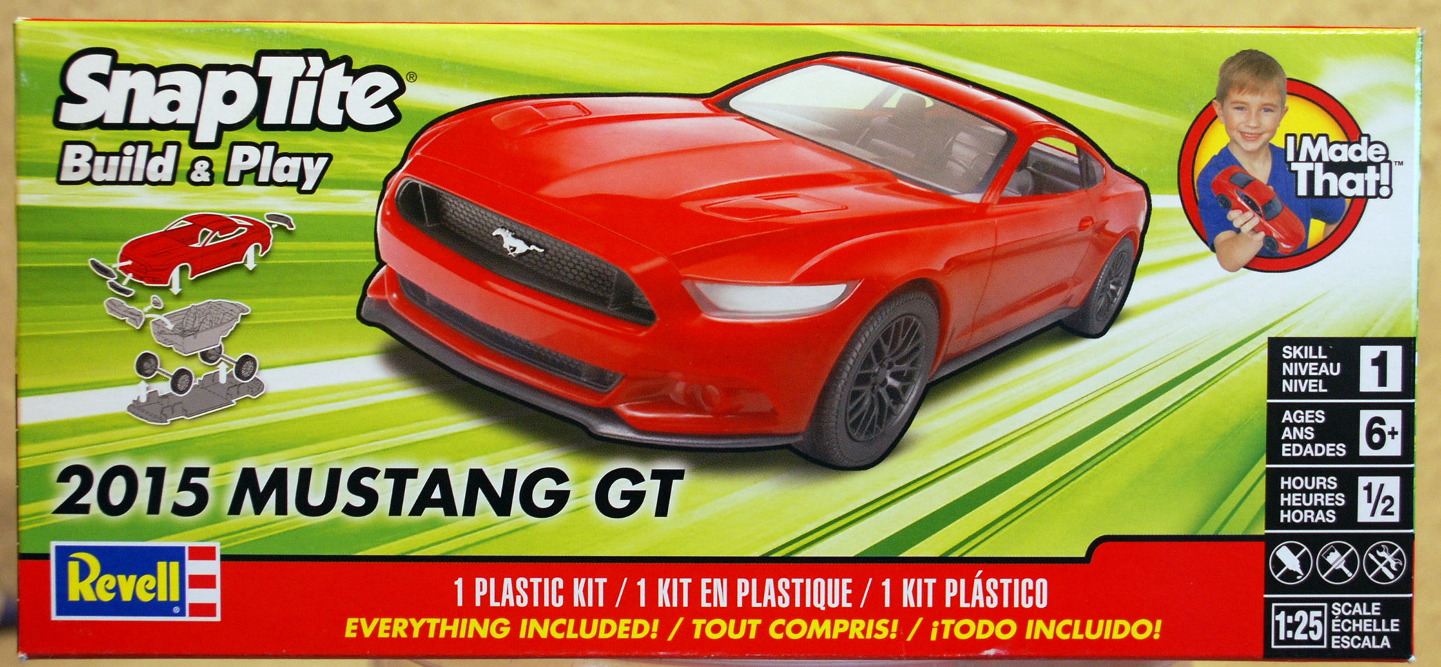 Revell 1694 2015 Ford Mustang GT Snap Kit rot 1:25 Bausatz