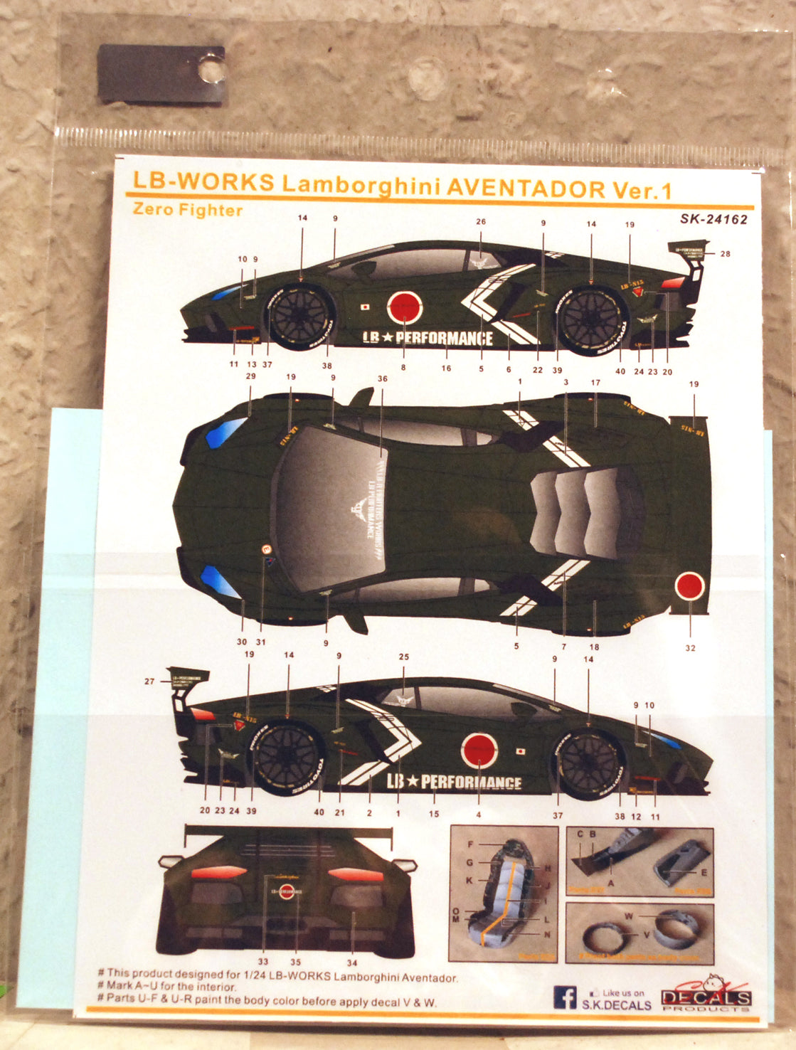 SK Decals 24162 Decals für LB Works Aventador Vers. 1 JDM 1:24