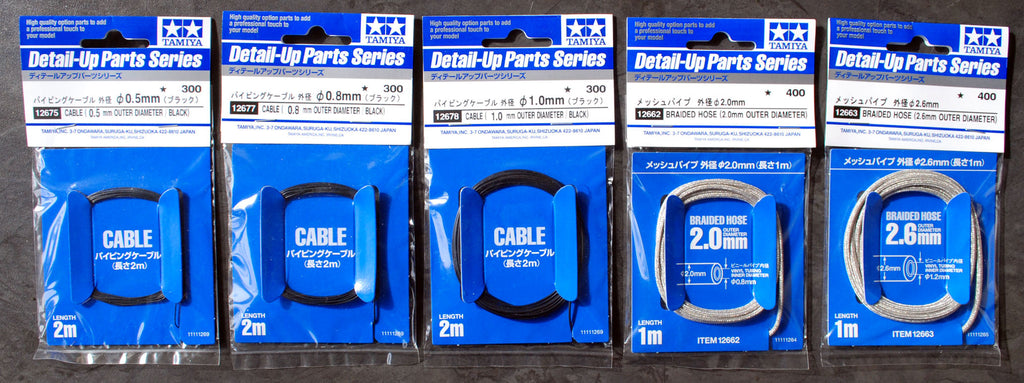 Tamiya 12662-12679 Braided Lines Cable Schläuche Kühler Zündung versch. Stärken