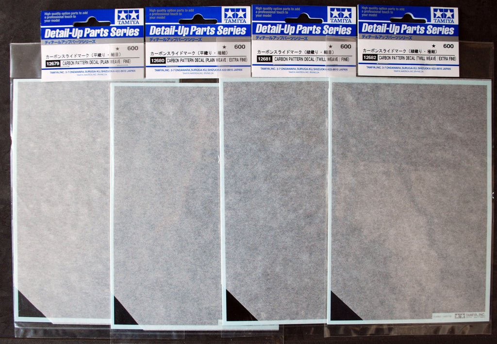 Tamiya 12679 - 12682 Carbon Pattern Decal Plain + Twill Weave