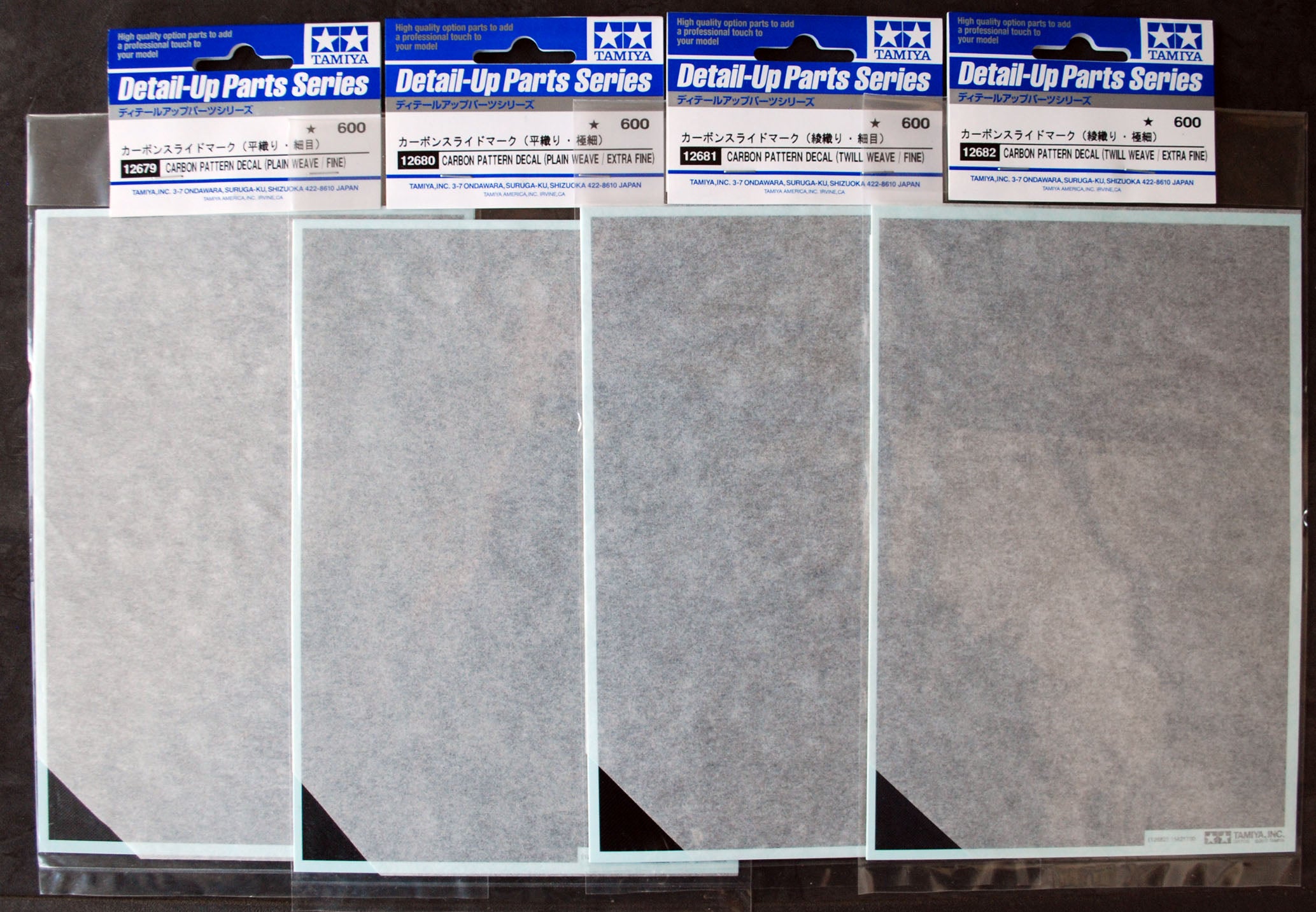 Tamiya 12679 - 12682 Carbon Pattern Decal Plain + Twill Weave