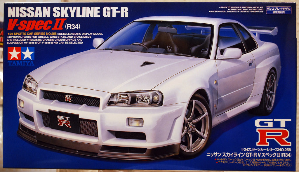 Tamiya 24258 2002 Nissan Skyline GT-R R34 BNR34 V-Spec II JDM 1:24