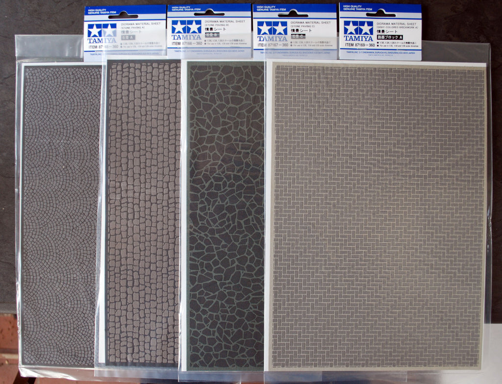Tamiya 87165 - 87169 Diorama Material Sheet Brick + Stone Paving