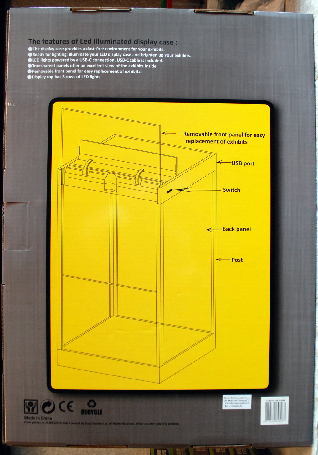 T9 68826 MBK große Vitrine LED - Beleuchtung Spiegel schwarz Triple 9