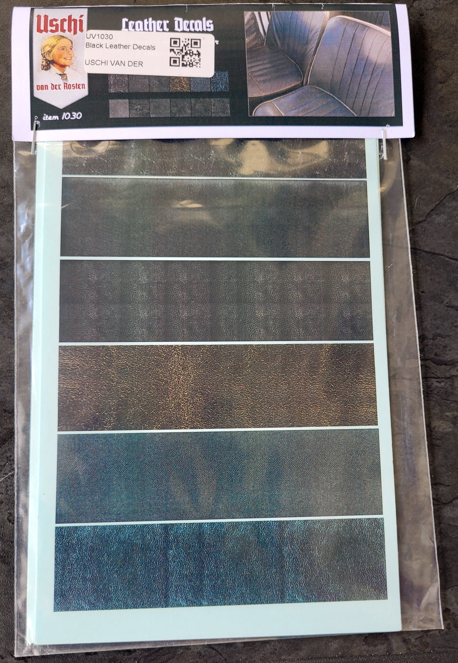 Uschi van der Rosten 1030 Decals Leather Leder Decals 12 versch. Muster schwarz