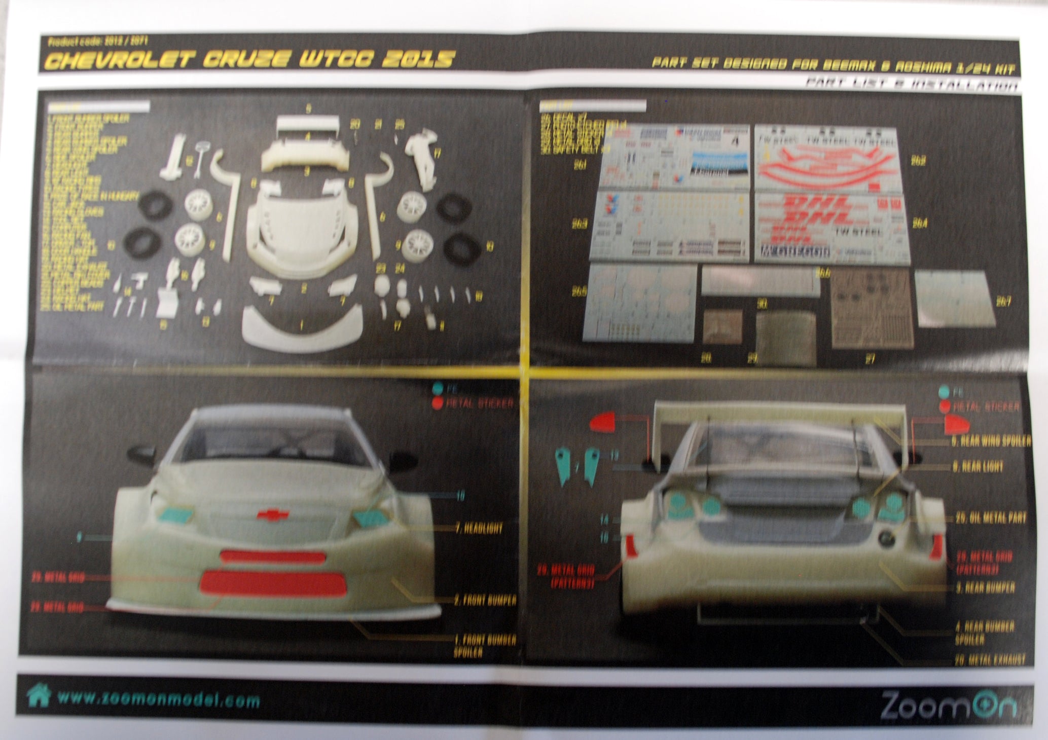 ZoomOn ZO12 für den 2015 Chevrolet Cruze WTCC 2015 1:24 von Aoshima