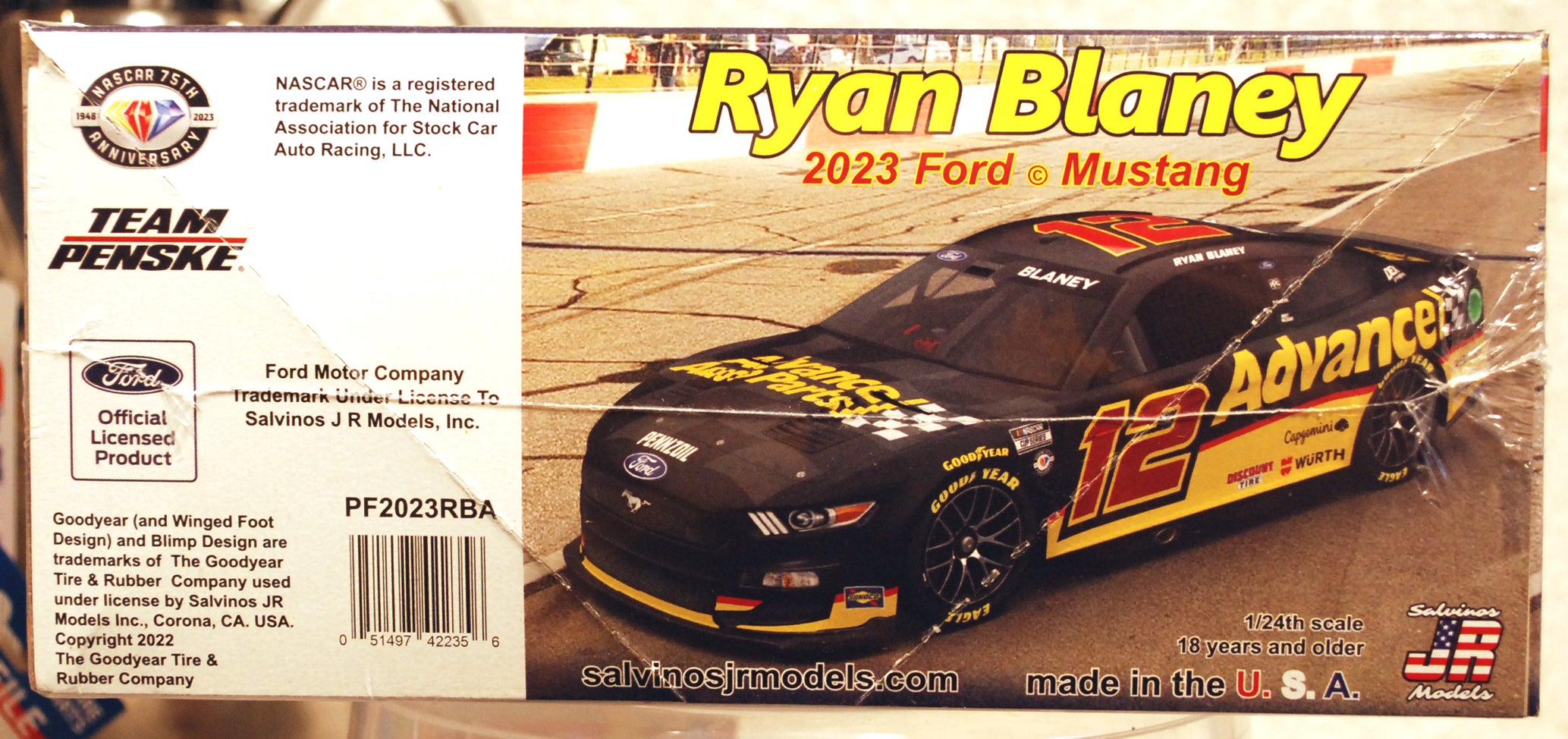 2023 Ford Mustang Ryan Blaney # 12 Advance 1:24 Salvinos JR 422356