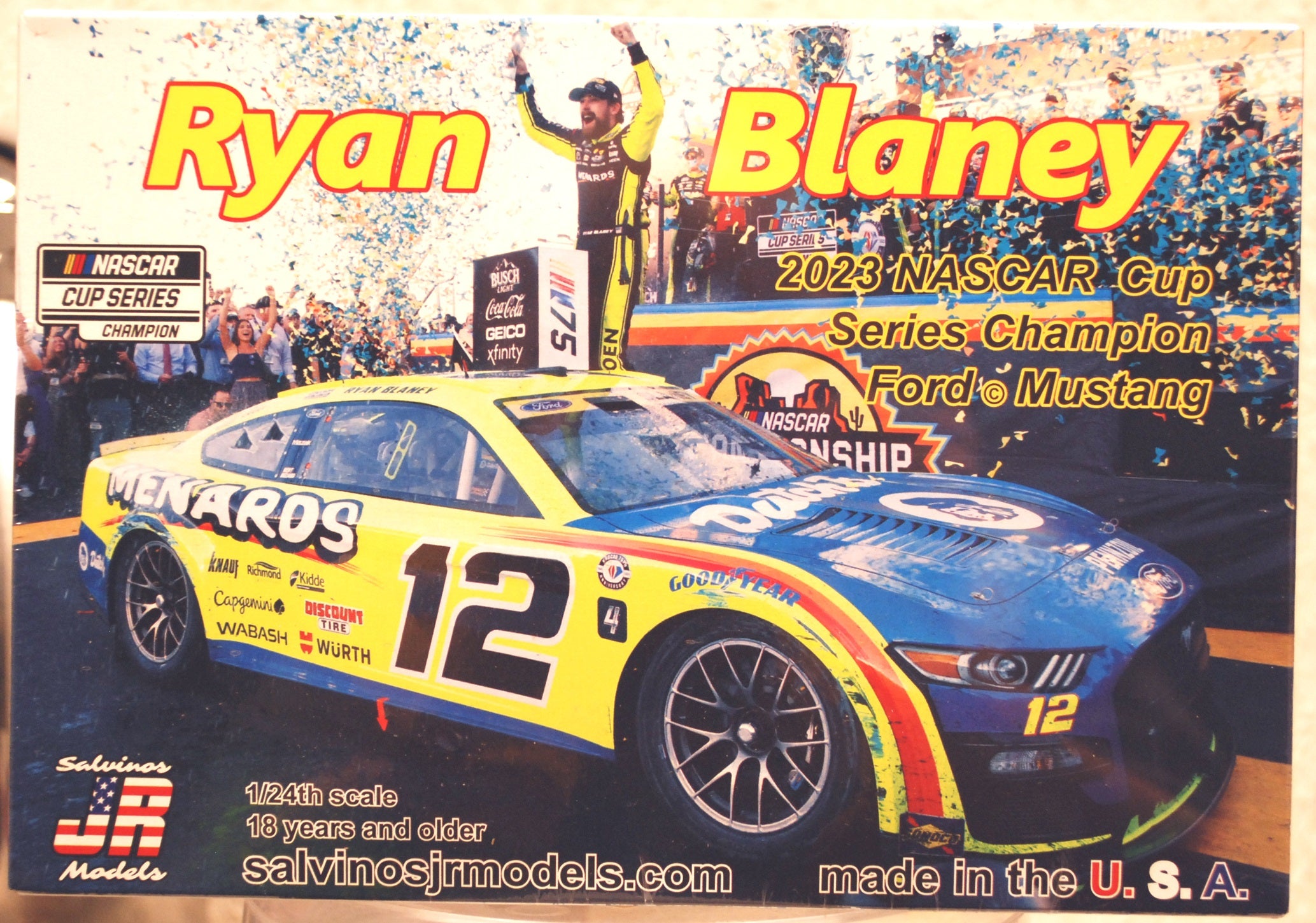 2023 Ford Mustang Ryan Blaney #12 Nascar Series Champion 1:24 Salvinos JR 422363