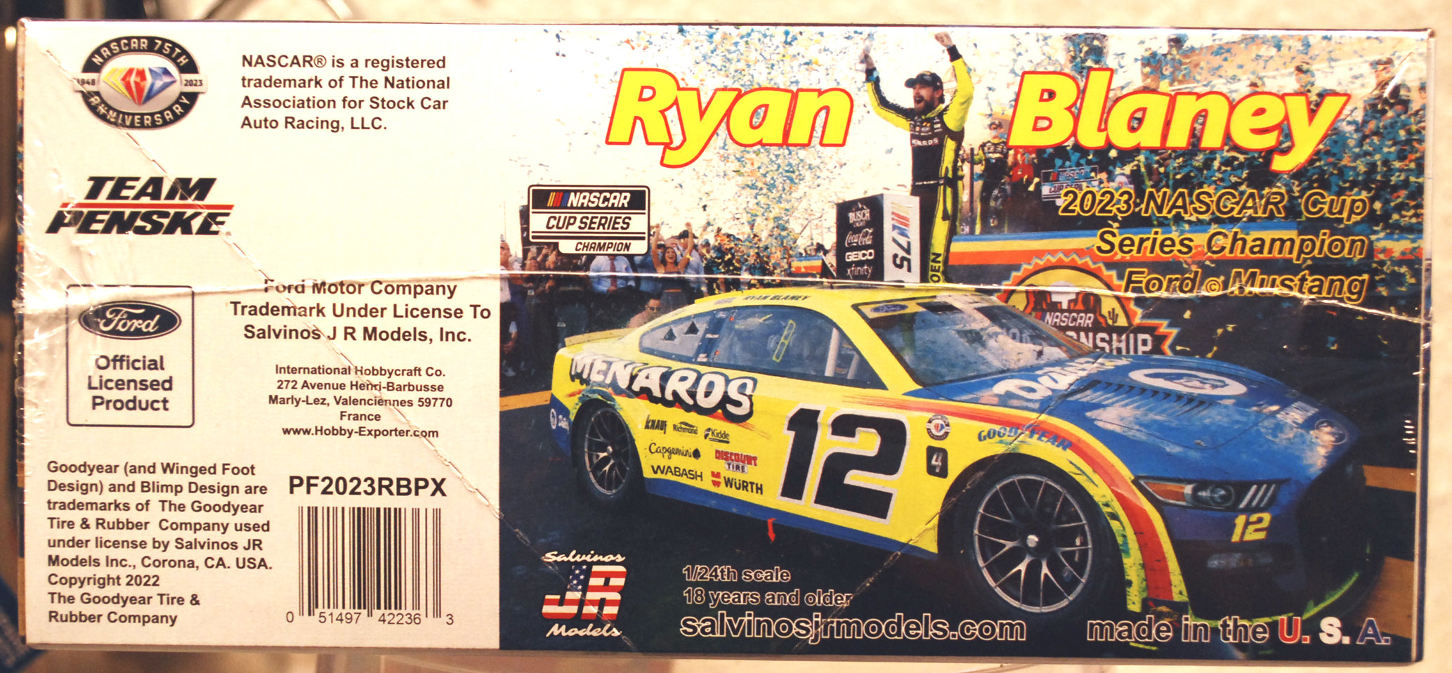 2023 Ford Mustang Ryan Blaney #12 Nascar Series Champion 1:24 Salvinos JR 422363