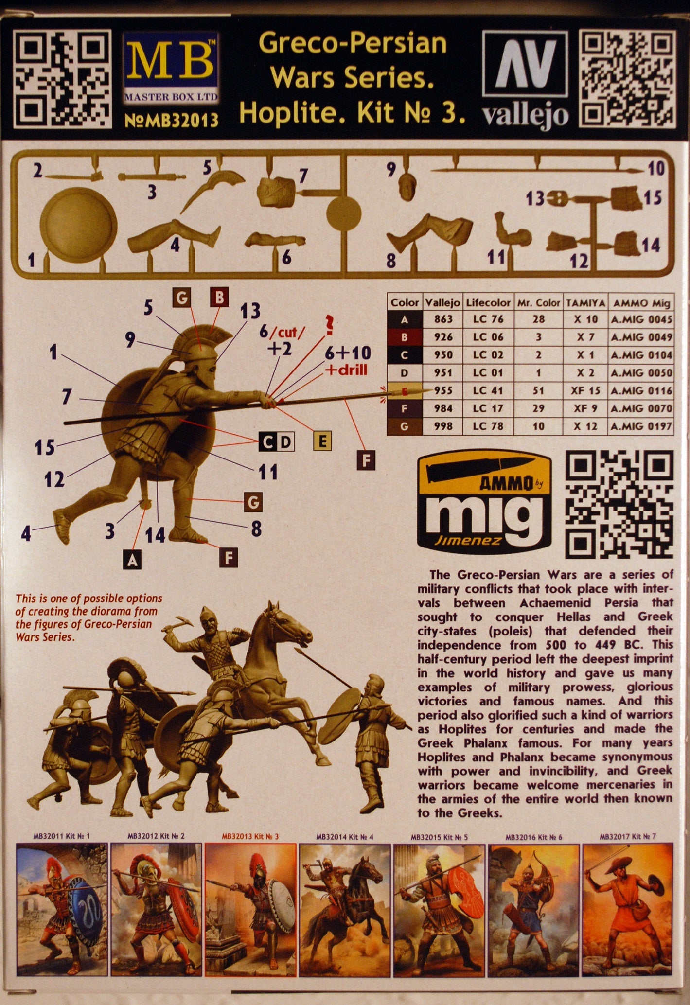 32011B Master Box Greco-Persian Wars alle 3 Hopliten Kit # 1,2,3 1:32