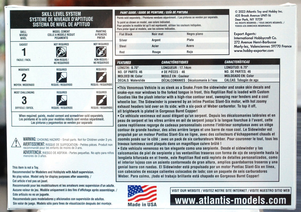 Atlantis 2210 Tom Daniels Sidewinder Custom Show Rod 1:24 wieder neu 2024