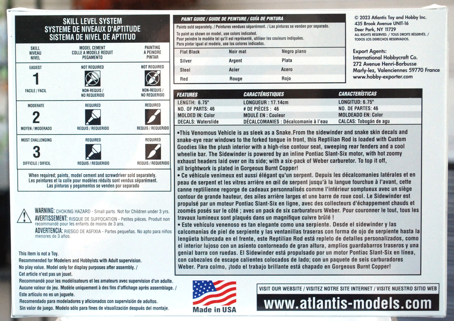 Atlantis 2210 Tom Daniels Sidewinder Custom Show Rod 1:24 wieder neu 2024