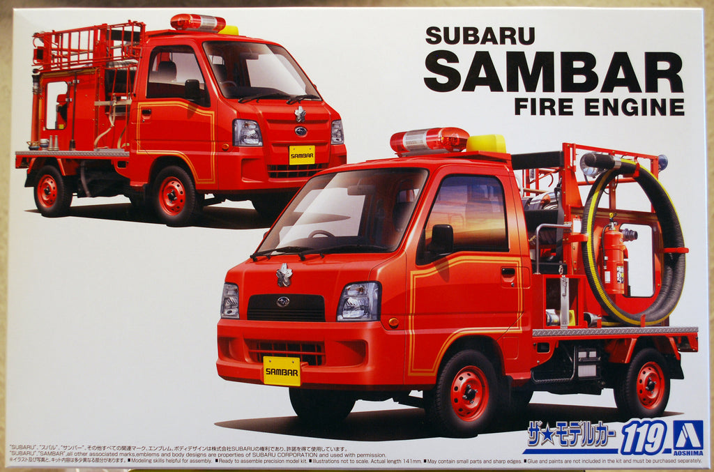 Aoshima 057940 Subaru Sambar Fire Engine Feuerwehr Löschfahrzeug, 1:24
