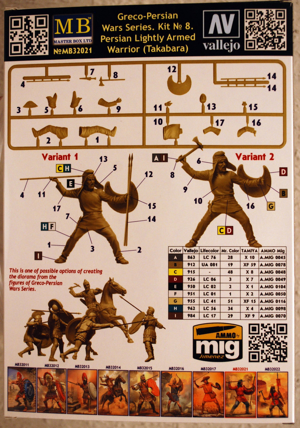 32021 Master Box Greco-Persian Wars Persian Light warrior Takabara Kit #8 1:32
