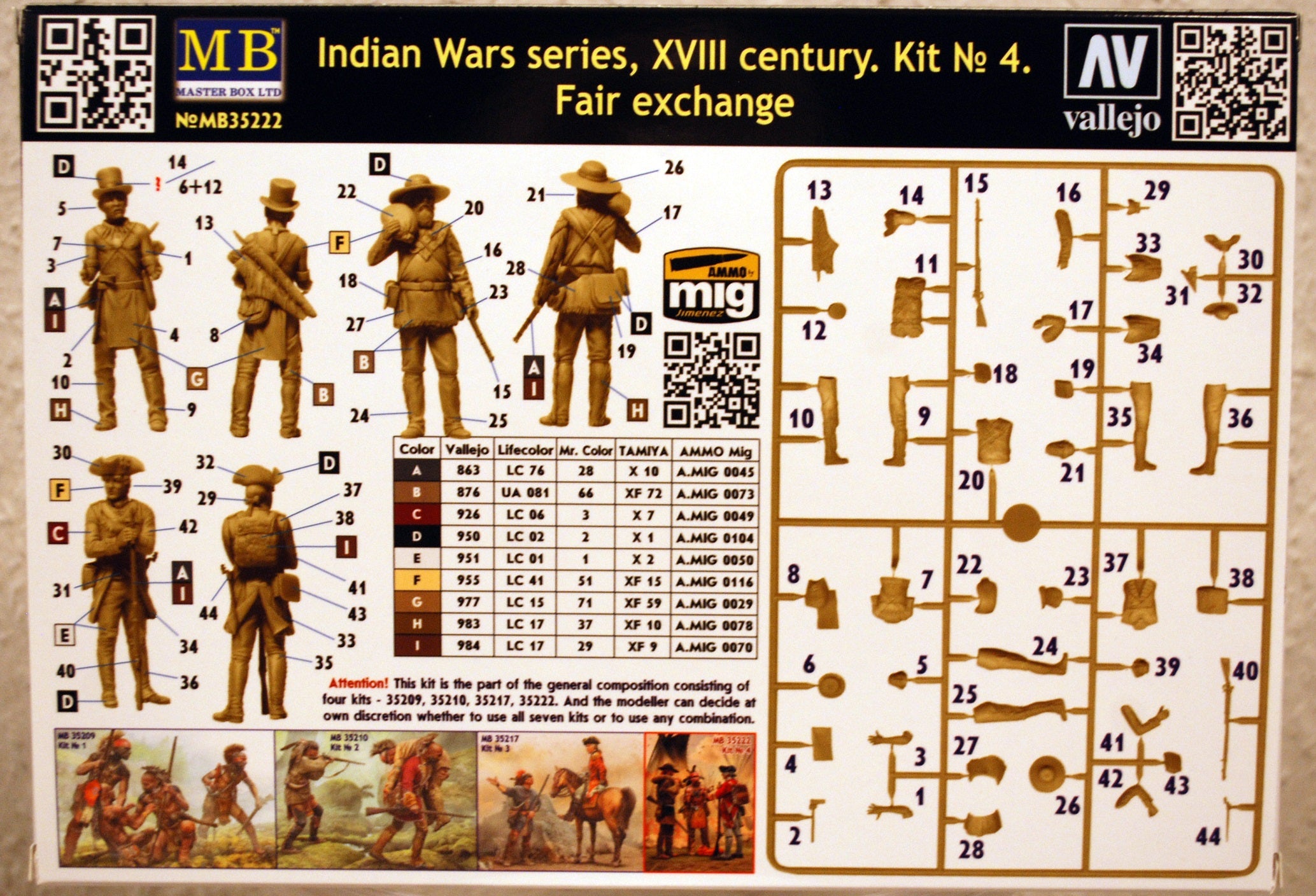 35222 Master Box Fair Exchange Indian wars 18. Jh. Kit 4 1:35