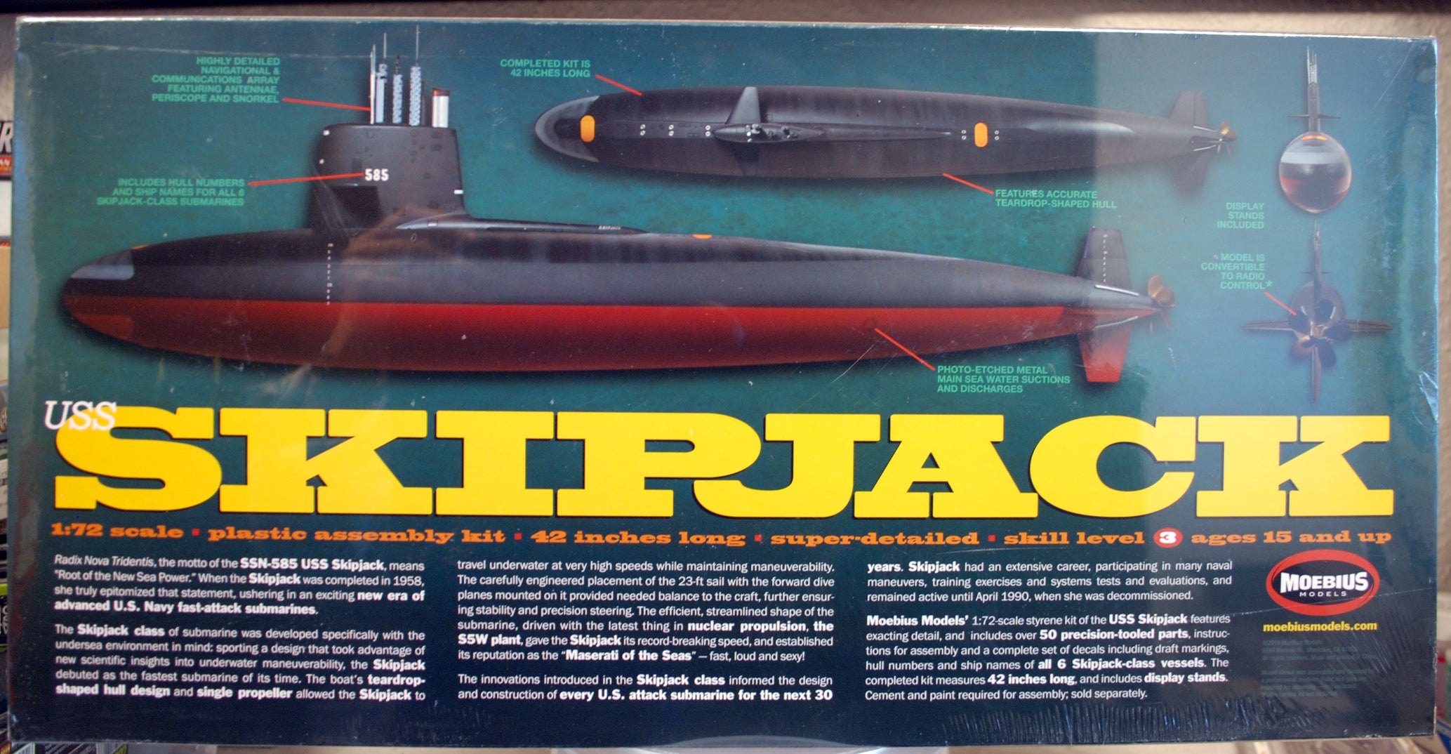 Moebius 1400 USS Skipjack SSN-585 Submarine U-Boot 1:72