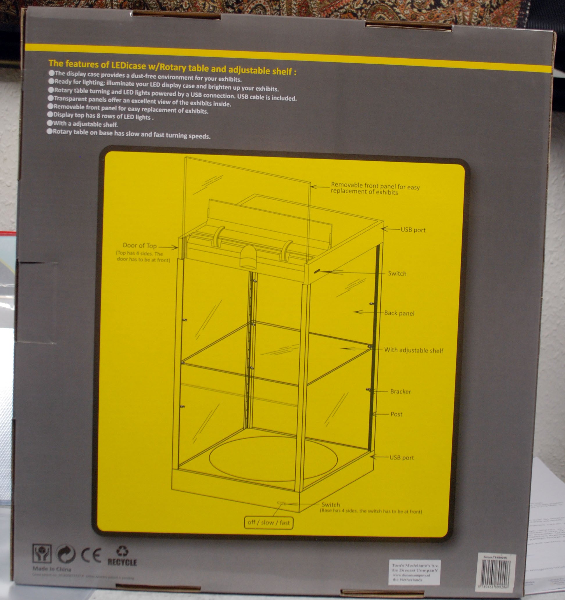 T9 69929 MS große Vitrine LED - Beleuchtung Drehteller Spiegel Silber