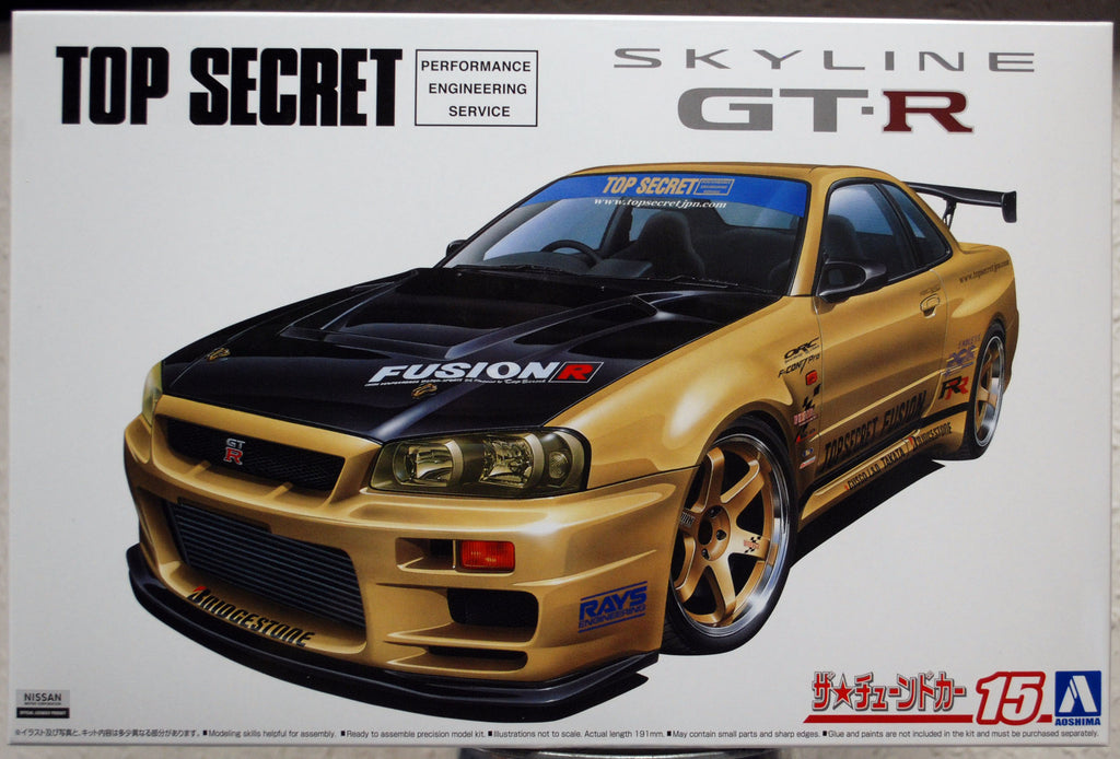 Aoshima 059845 2002 Nissan Skyline GT-R R34 BNR34 Top Secret JDM 1:24