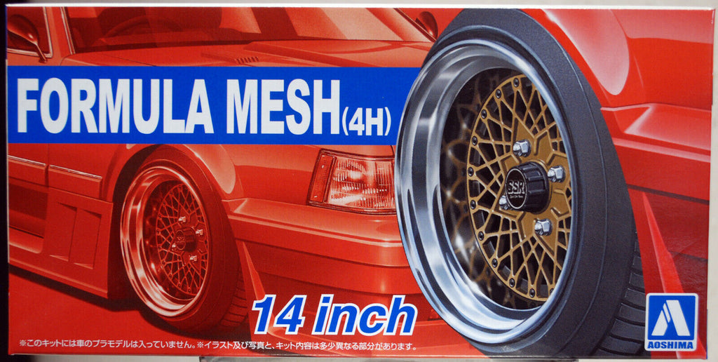 Aoshima 053256 Felgen Formula Mesh 4H 14 Zoll inkl. Reifen 1:24 # 32