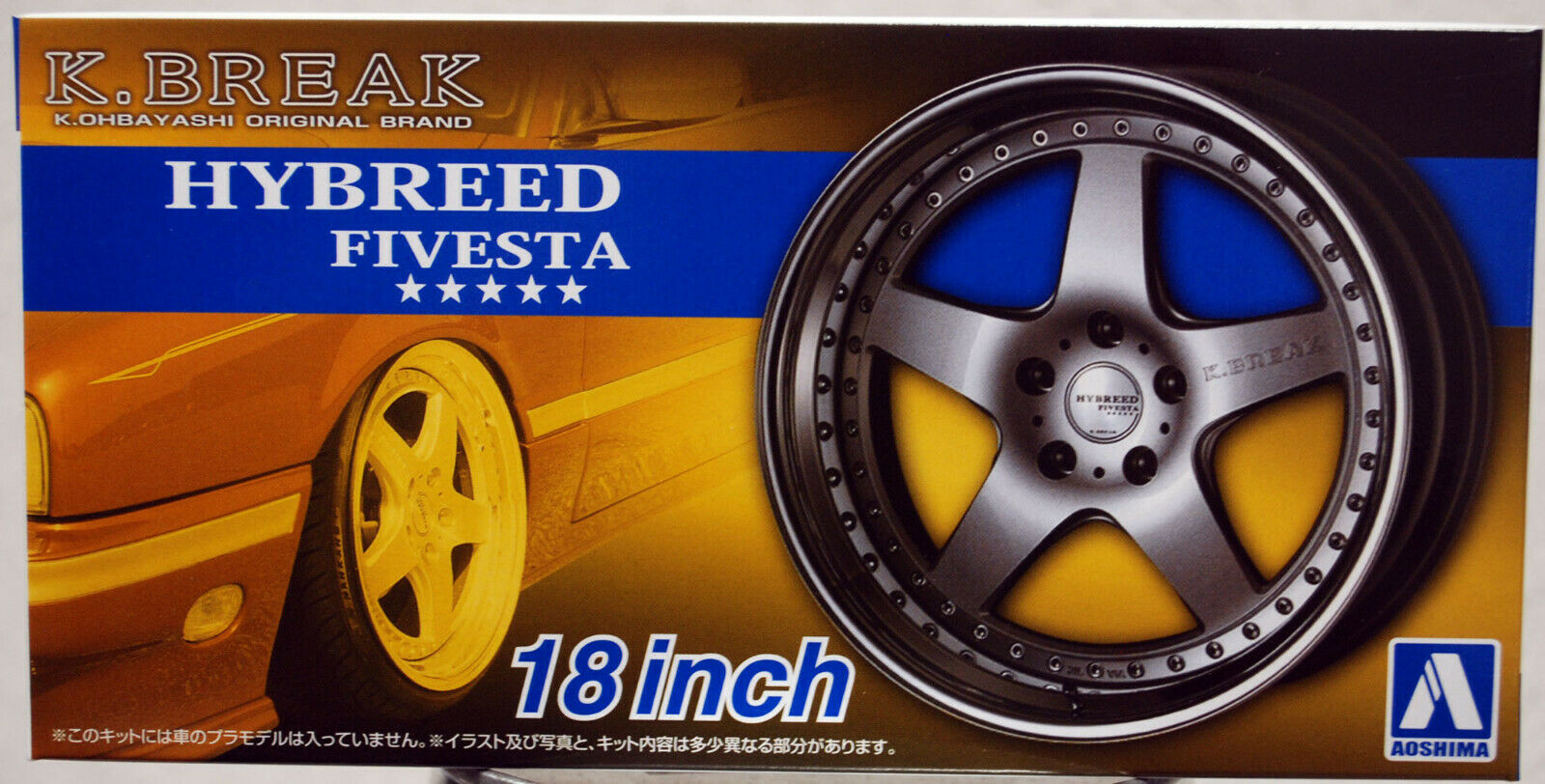Aoshima 061121 Felgen K. Break Hybreed Fivesta. 18" inkl. Reifen 1:24 # 99