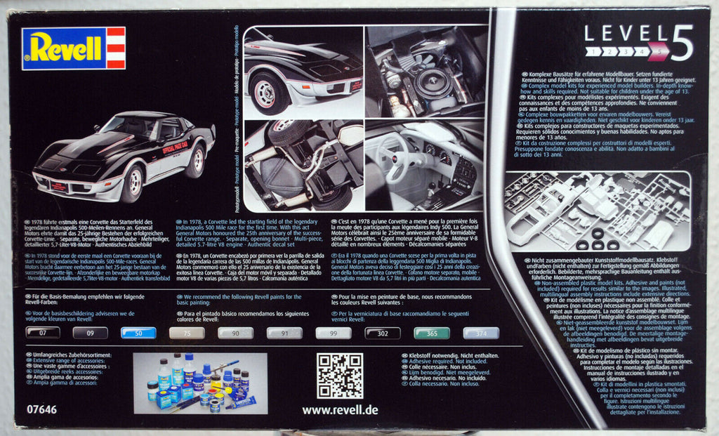 Revell 07646 1978 Chevrolet Corvette Coupe Indy Pace Car 1:24 new neu 2020