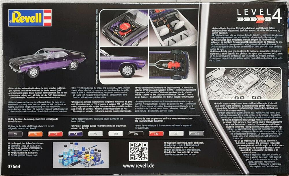Revell 07664 1970 Plymouth AAR Cuda 1:25 wieder neu 2019
