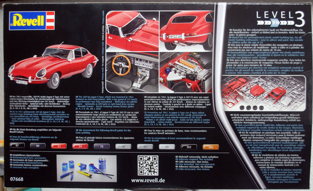 Revell 07668 1961 Jaguar E Type Coupe 1:24 neu 2020