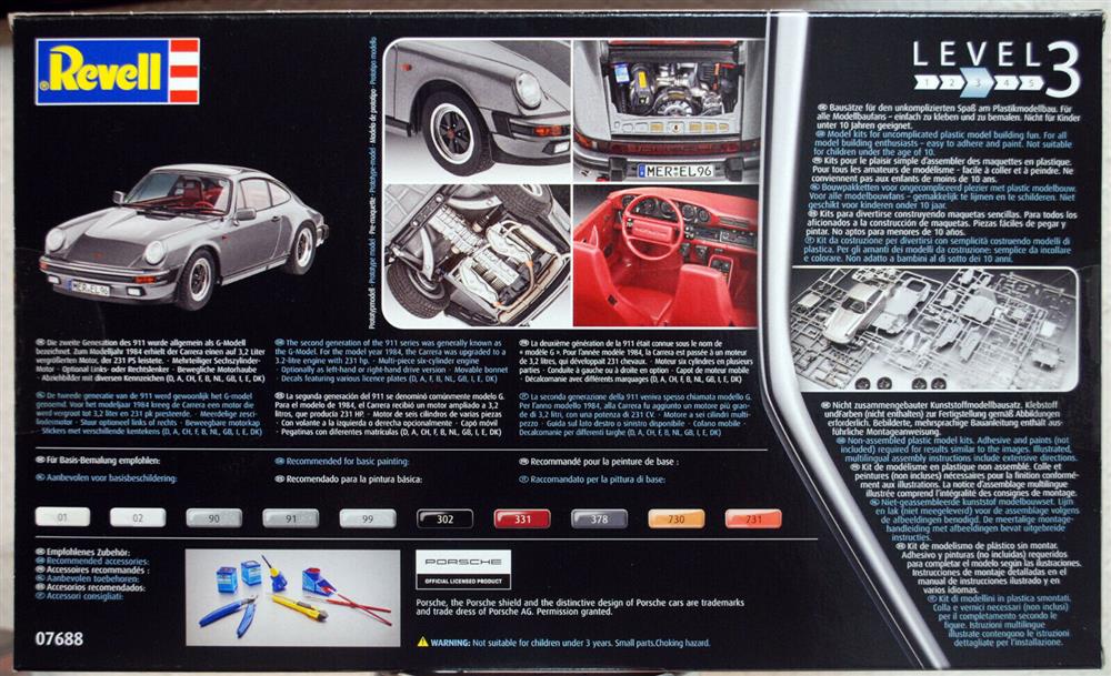 Revell 07688 1987 Porsche 911 Carrera 3.2 (G) 1:24