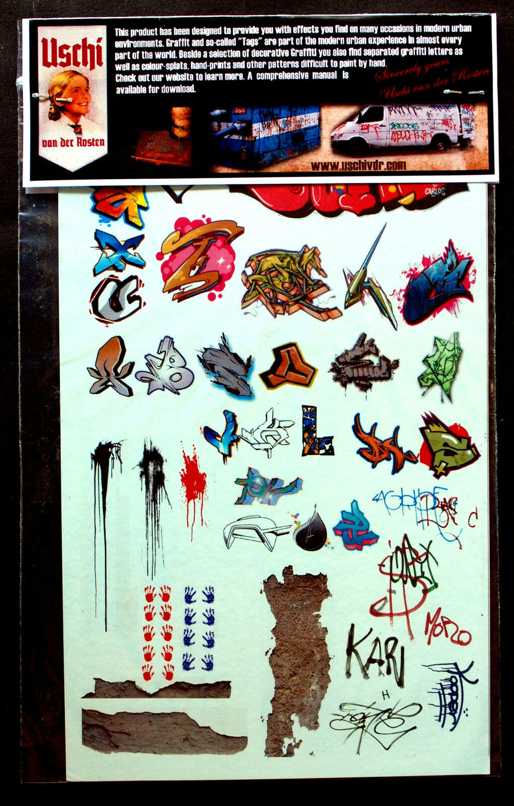 Uschi van der Rosten 1014-1 Decals Instant Weathering Graffiti Splatter