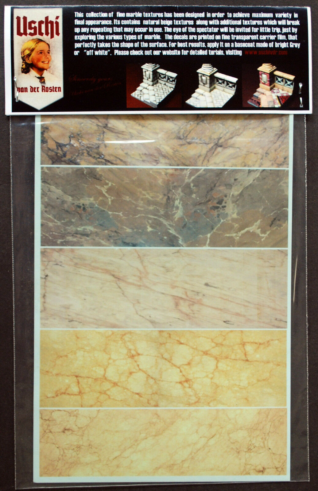 Uschi van der Rosten 1017 Decals Marble Black & Beige Marmor
