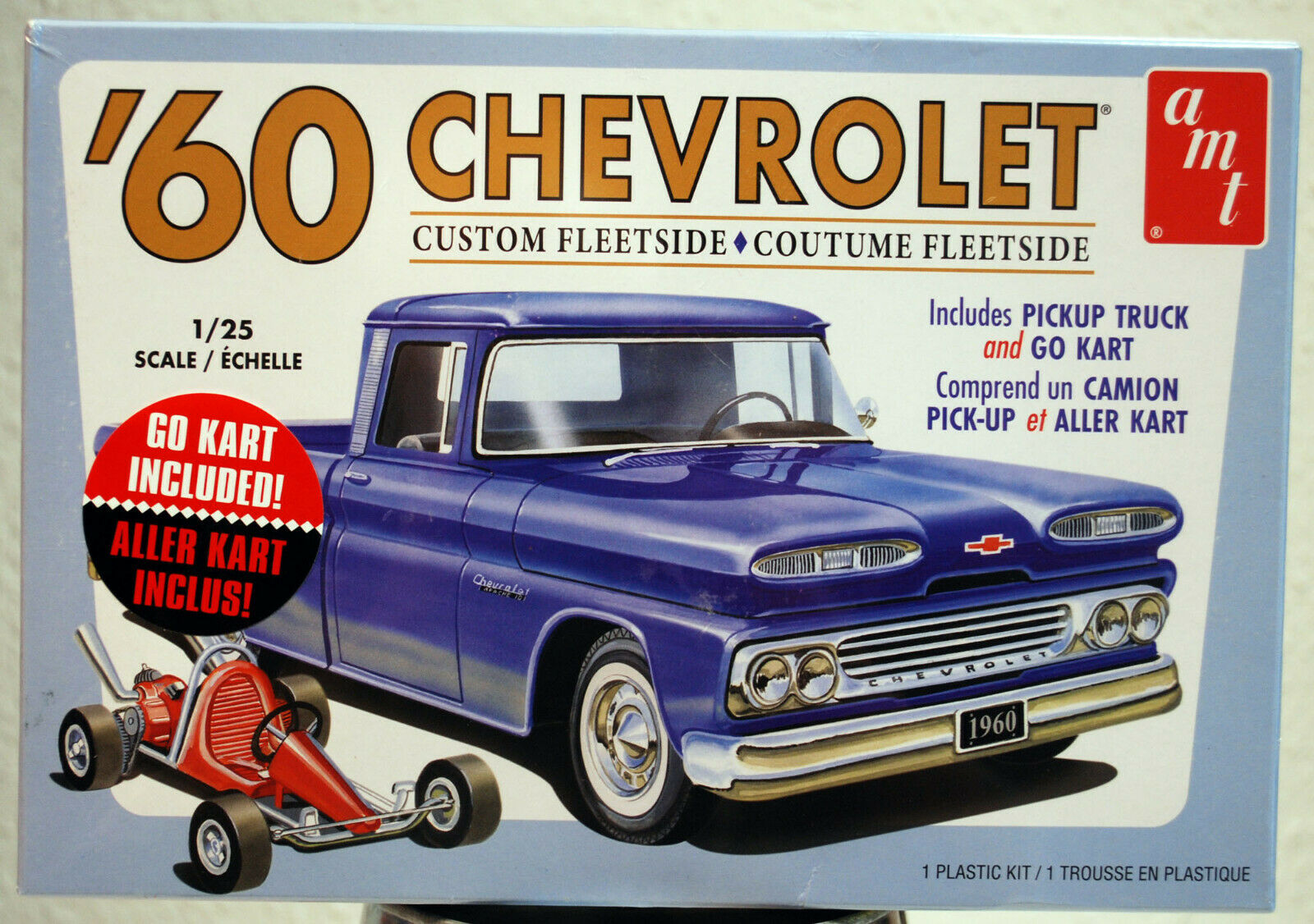 1960 Chevrolet Custom Fleetside Pickup & Go Kart 1:25 AMT 1063 wieder neu 2019