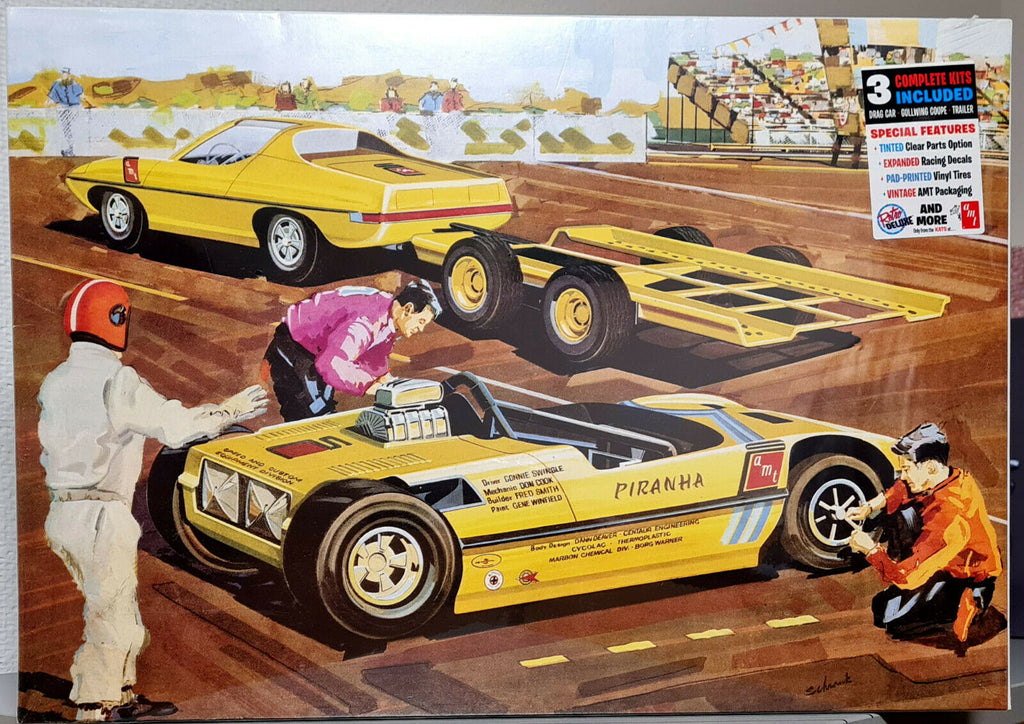 AMT 1113 1967 Piranha Super Spy Car Drag Team 3er Set Car&Trailer&Dragster 1:25