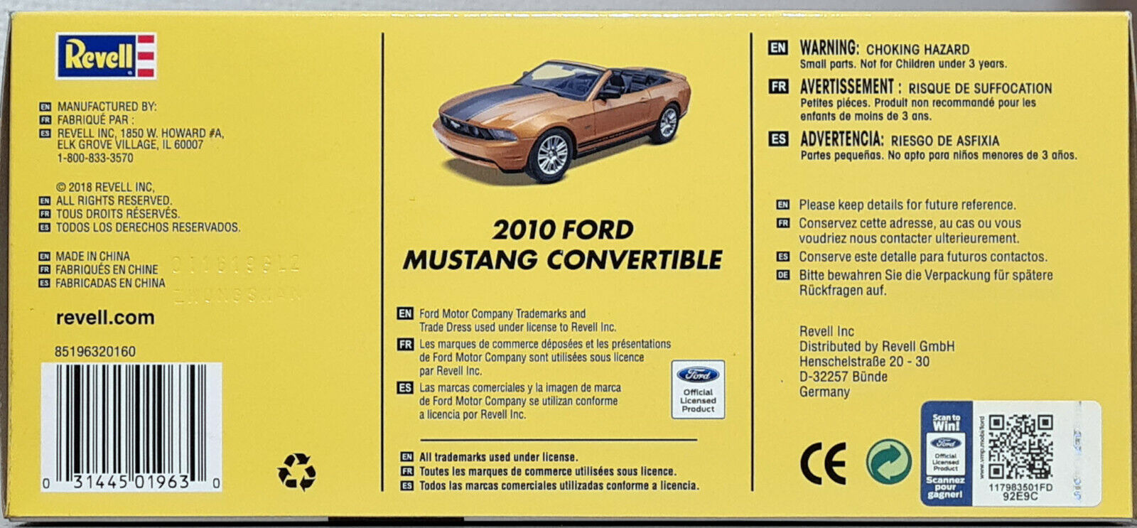 Revell 1936 2010Ford Mustang Convertible Cabriolet Snap 1:25