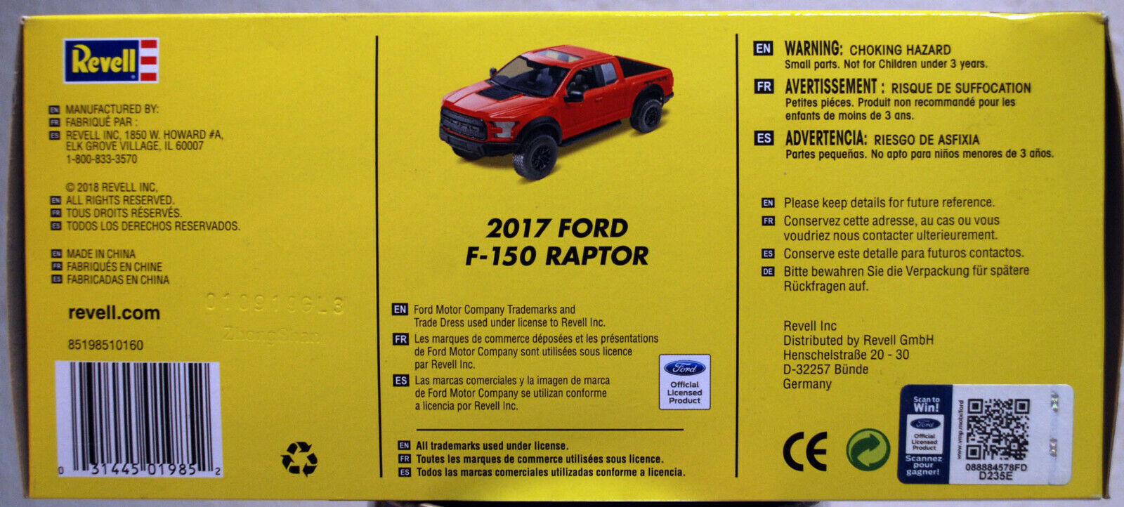 Revell 1985 2017 Ford F 150 Raptor Snap Tite Bausatz 1:25 new 2015 neu