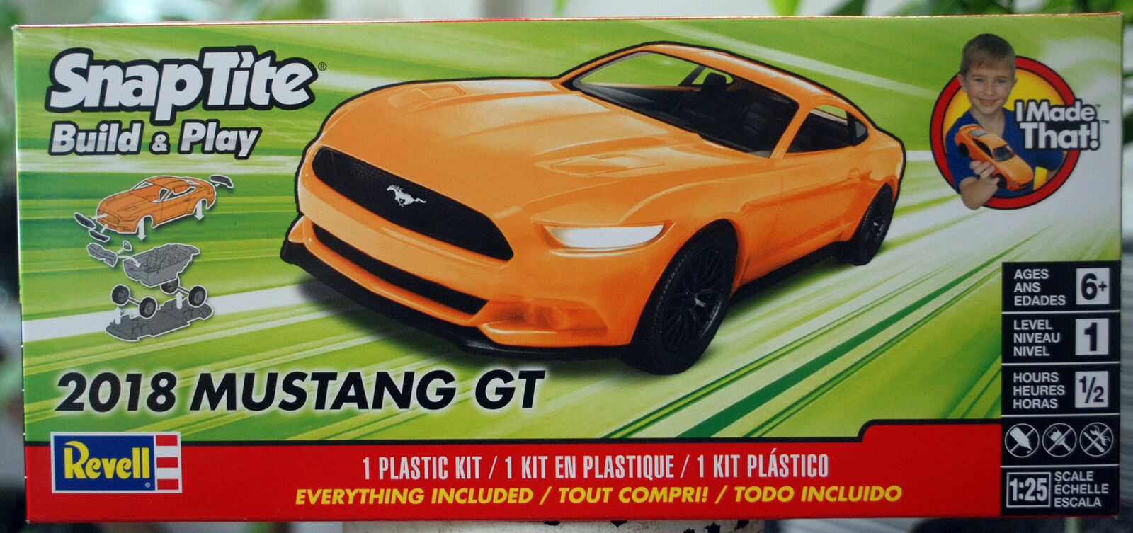 Revell 1996 2018 Ford Mustang GT Snap Kit gelb 1:25 Bausatz