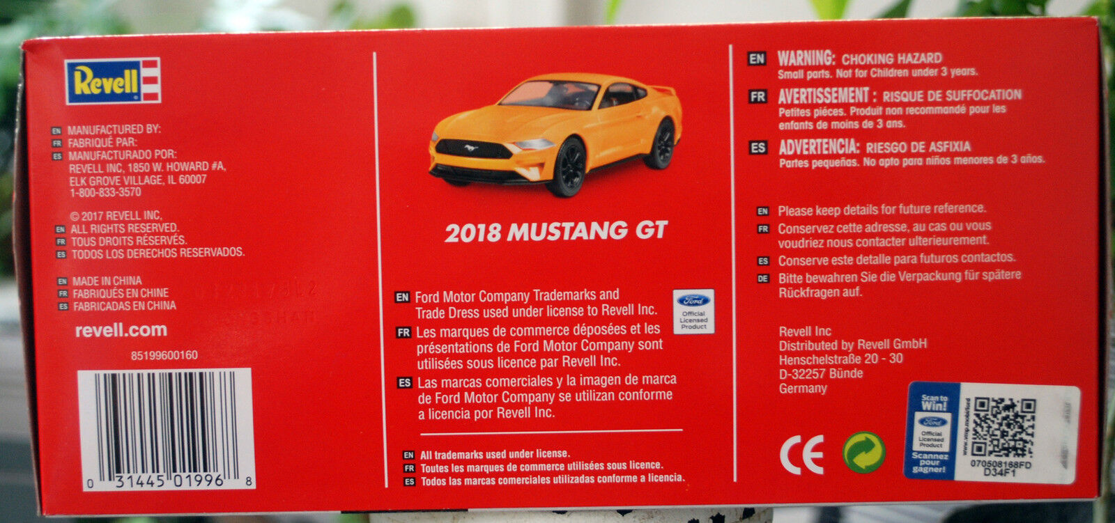 Revell 1996 2018 Ford Mustang GT Snap Kit gelb 1:25 Bausatz
