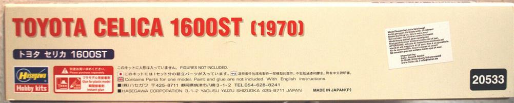 Hasegawa 20533 1970 Toyota Celica 1600 ST TA22 1:24