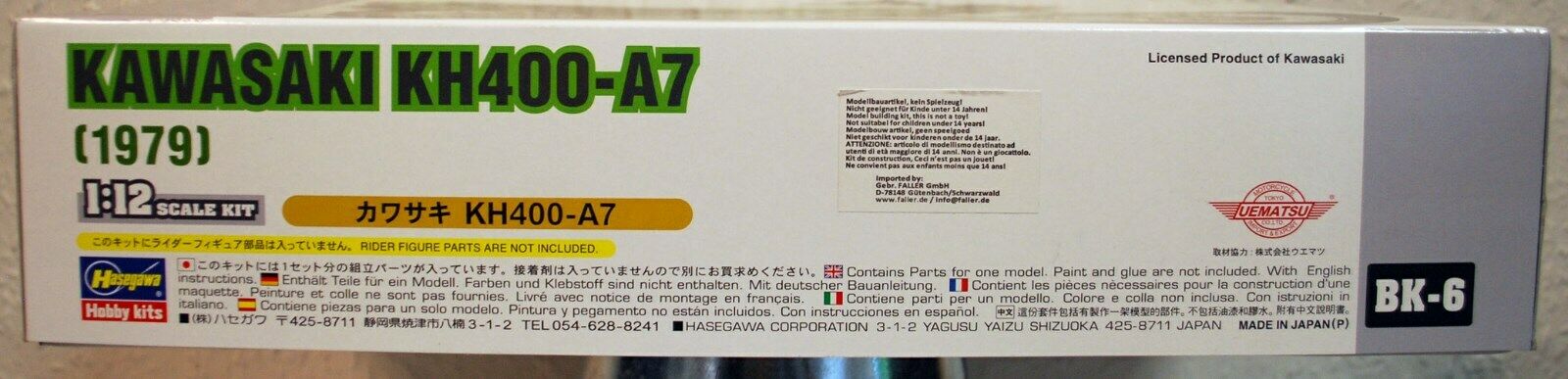 1979 Kawasaki KH 400 A7 1:12 Hasegawa 21506
