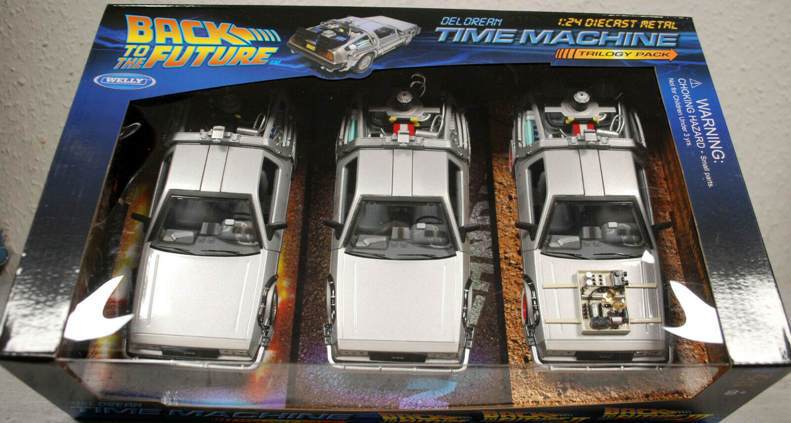 1985 Zurück in die Zukunft  De Lorean 3er Set 1:24 Welly 22400-3G