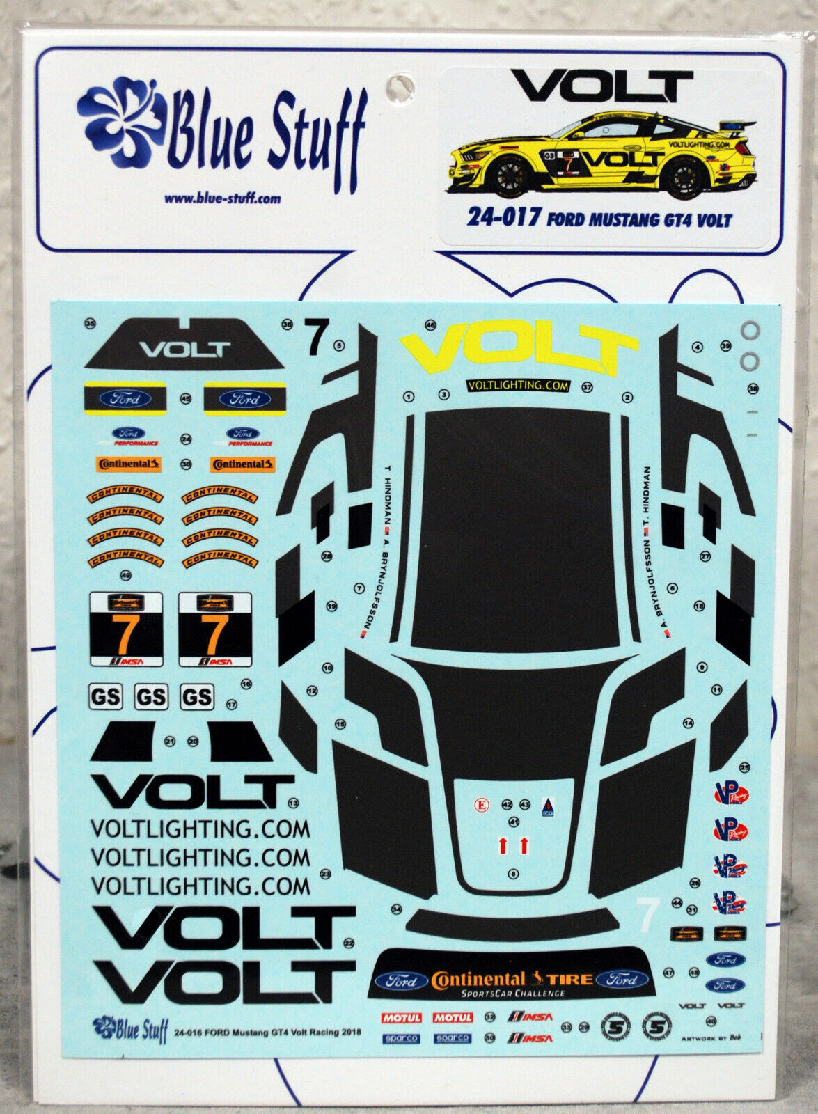 Blue Stuff 24-017 Decals für Ford Mustang GT 4 Volt Tamiya 24354