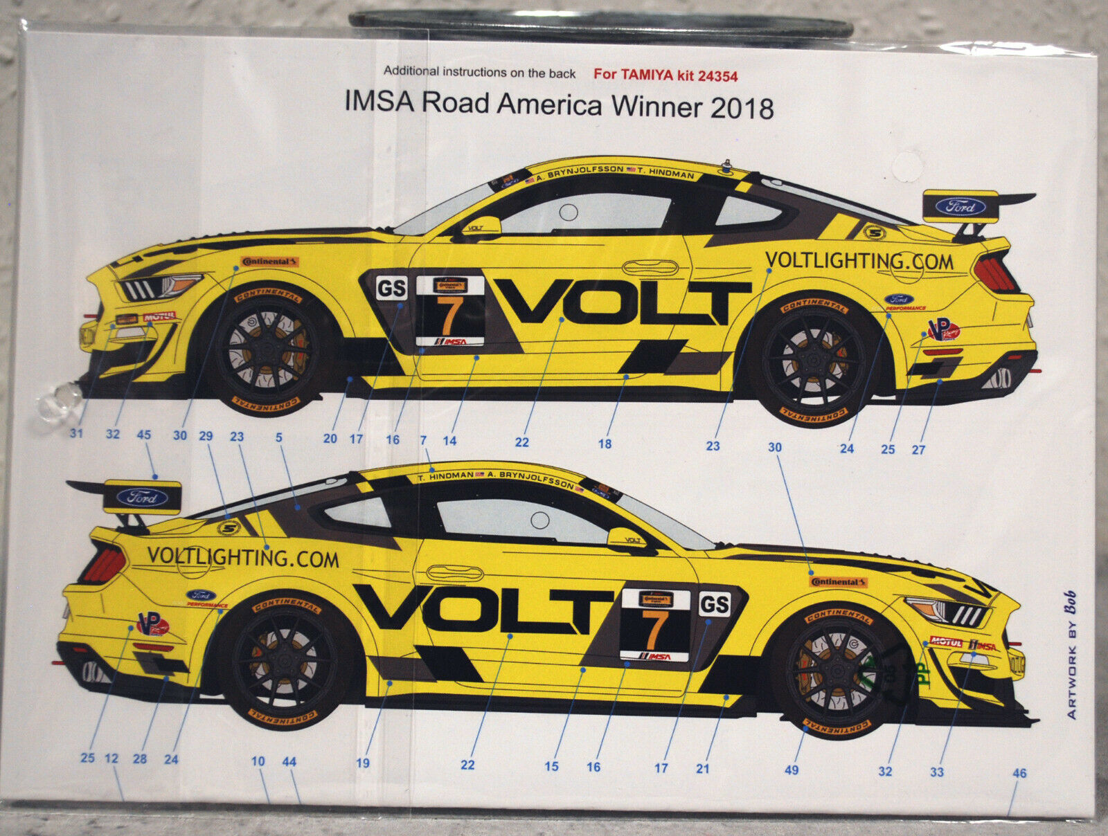 Blue Stuff 24-017 Decals für Ford Mustang GT 4 Volt Tamiya 24354