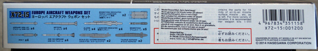 Hasegawa 35115 Europe Aircraft Weapons Set Flugzeug Deck 1:72