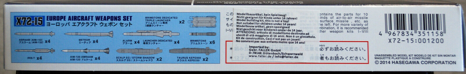 Hasegawa 35115 Europe Aircraft Weapons Set Flugzeug Deck 1:72