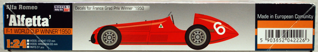 1950 Alfa Romeo Alfetta GP Grand Prix F1 1:24 Mistercraft Smer 042226