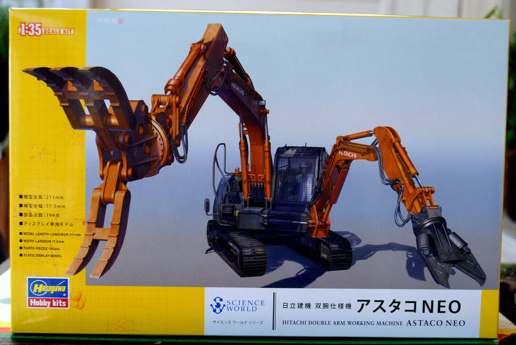 Hitachi Astaco Neo Doppel Arm Abriss Maschine Crusher Cutter 1:35 Hasegawa 54004
