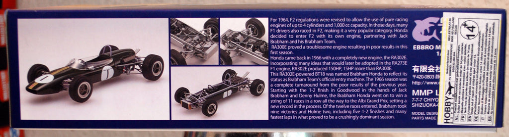 Ebbro 20022 1966 F2 Champion Brabham BT 18 Honda F-2 1:20